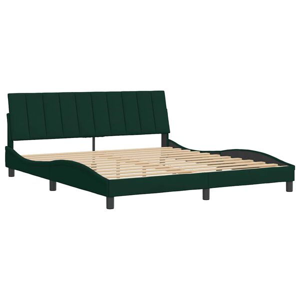 vidaXL Estrutura de cama sem colch&atilde;o Hanko 180x200 cm veludo verde-escuro