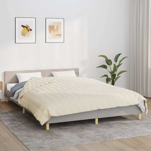 vidaXL Manta pesada 15 kg 220x240 cm tecido creme-claro