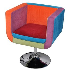 vidaXL Poltrona cubo de tecido com design de retalhos
