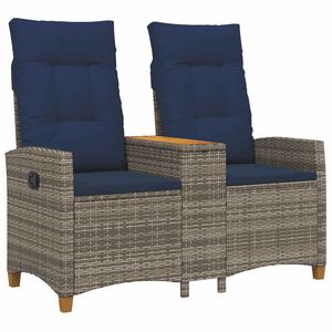 vidaXL Banco reclin&aacute;vel com mesa 2 -Seater 126 x 65 x 112 cm vime PE