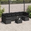 vidaXL Conjunto de Sof&aacute;s 8 pcs Preto vime PE