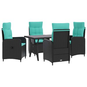 vidaXL Conjunto de Jantar para Exterior 5 unid. Preto e Turquesa