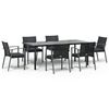 vidaXL 7 pcs conjunto de jantar p/ jardim c/ almofad&otilde;es vime PE e a&ccedil;o