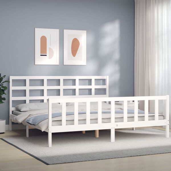 vidaXL Cama sem colchão 200x200 cm madeira de pinho maciça branco