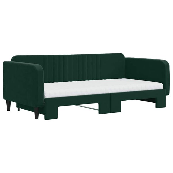 vidaXL Sof&aacute;-cama c/ gavet&atilde;o e colch&otilde;es 100x200cm veludo verde-escuro