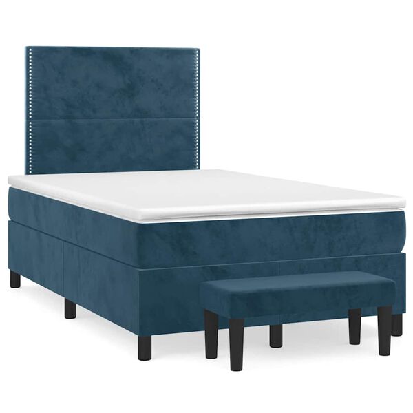 vidaXL Cama boxspring com colch&atilde;o 120x200 cm veludo azul-escuro