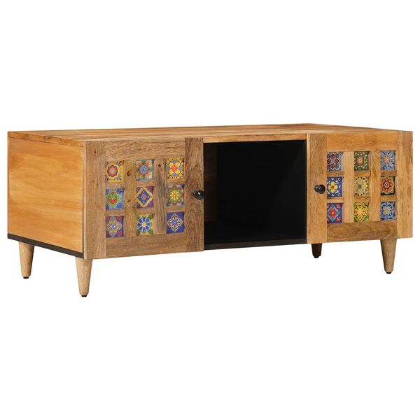 vidaXL Mesa de centro Natural 100 x 54 x 40 cm Madeira de manga maci&ccedil;a