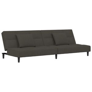 vidaXL Sof&aacute;-cama 2 lugares com duas almofadas veludo cinzento-escuro