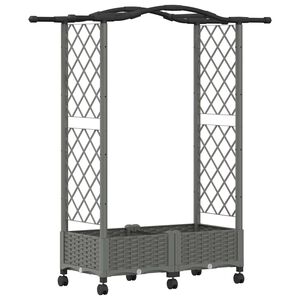 vidaXL Cama Elevada com Treli&ccedil;a e Telhado Cinzento-claro PP