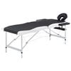 vidaXL Mesa de massagem dobr&aacute;vel 2 zonas alum&iacute;nio preto e branco