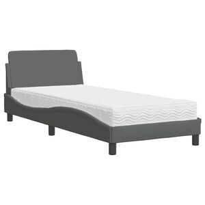 vidaXL Cama com colch&atilde;o Dover 80x200 cm tecido cinzento-escuro