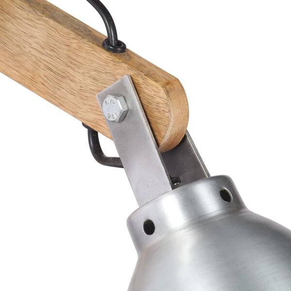 vidaXL Candeeiro de parede E27 mangueira maci&ccedil;a e ferro prateado