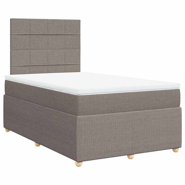 vidaXL Cama boxspring c/ colch&atilde;o 120x190cm tecido castanho-acinzentado
