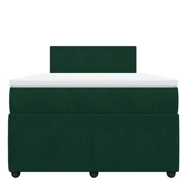 vidaXL Cama boxspring com colch&atilde;o 120x190 cm veludo verde-escuro