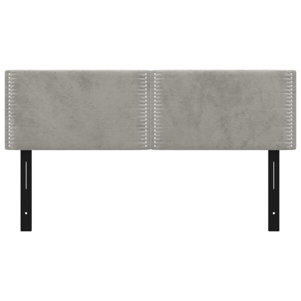 vidaXL Cabeceira de cama 2 pcs veludo 72x5x78/88 cm cinzento-claro