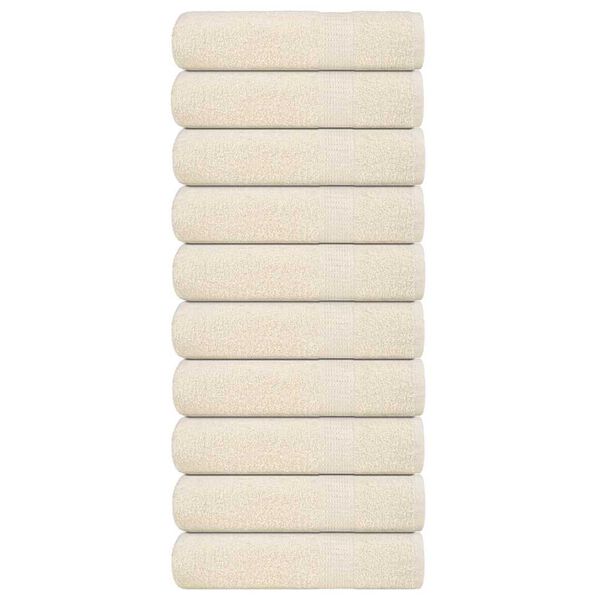 vidaXL Toalhas de m&atilde;os FROGN 10 pcs 50x100 cm 360 g/m&sup2; creme