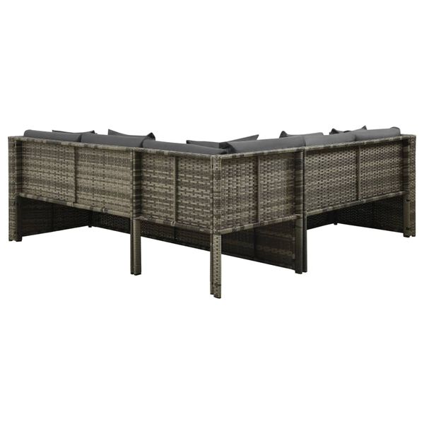 vidaXL 4 pcs conjunto lounge de jardim c/ almofadões vime PE cinzento