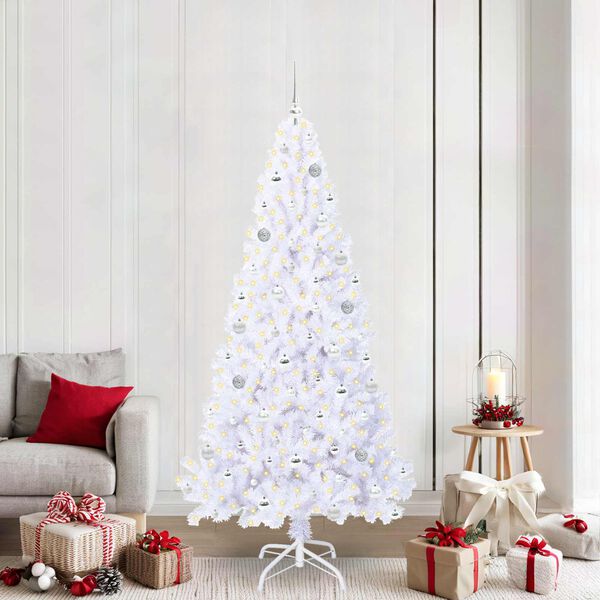 vidaXL &Aacute;rvore de Natal Artificial com 300 LEDs Branco 210 cm PVC e A&ccedil;o