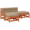vidaXL Conjunto de Lounge de Jardim 4 unid. Castanho Encerado