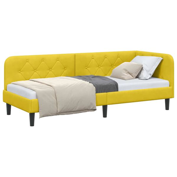 vidaXL Estrutura de Cama de Canto Amarelo 80 x 200 cm Veludo