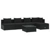 vidaXL 6 pcs conjunto lounge de jardim c/ almofad&otilde;es vime PE preto