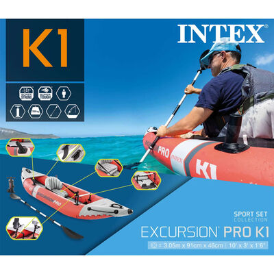 Intex Kayak insuflável Excursion Pro K1 305x91x46 cm