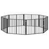 vidaXL Port&atilde;o para Cachorros 8 unid. Preto 80 x 60 cm A&ccedil;o Galvanizado