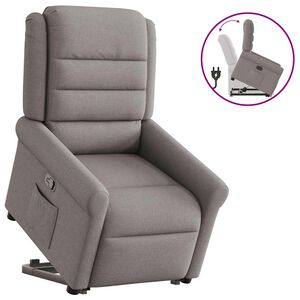 vidaXL Poltrona reclin&aacute;vel elevat&oacute;ria tecido cinzento-acastanhado
