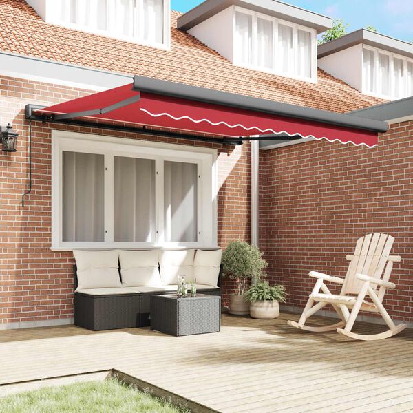 vidaXL Toldo Retr&aacute;til Vermelho 300 x 250 cm Tecido e Metal