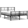 vidaXL Estrutura de cama com cabeceira e p&eacute;s 135x190 cm metal preto