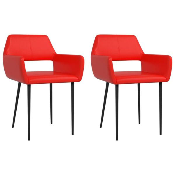 vidaXL Cadeiras de jantar 2 pcs couro artificial vermelho