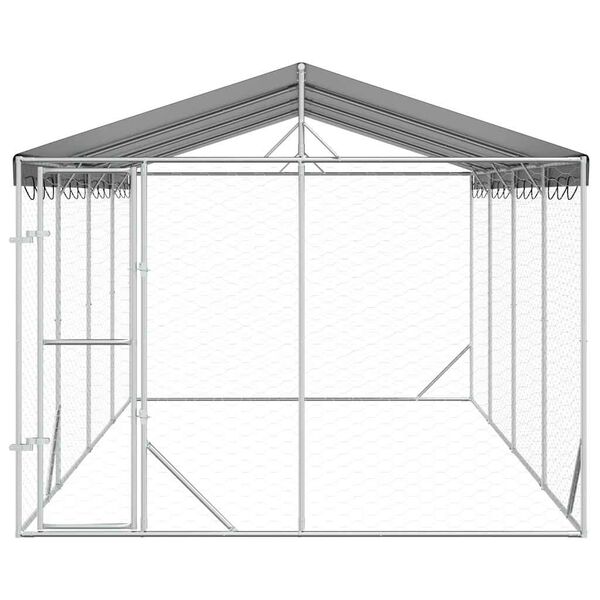 vidaXL Canil de exterior com teto 3x6x2,5 m a&ccedil;o galvanizado prateado