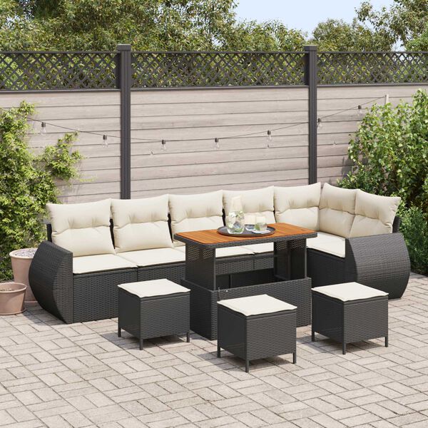 vidaXL Conjunto de Sof&aacute; de Jardim 10 pcs Preto vime PE