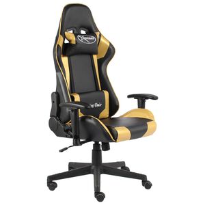 vidaXL Cadeira de gaming girat&oacute;ria PVC dourado