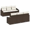vidaXL Conjunto de Sof&aacute;s 7 unid. Marrom e Creme vime PE
