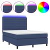 vidaXL Cama box spring c/ colch&atilde;o e LED 140x190 cm tecido azul
