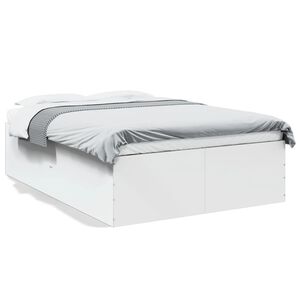 vidaXL Estrutura de cama 135x190 cm derivados de madeira branco