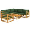 vidaXL 7 pcs conj. lounge jardim madeira c/almofad&otilde;es verdes