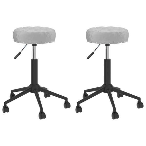 vidaXL Cadeiras de jantar girat&oacute;rias 2 pcs veludo cinzento