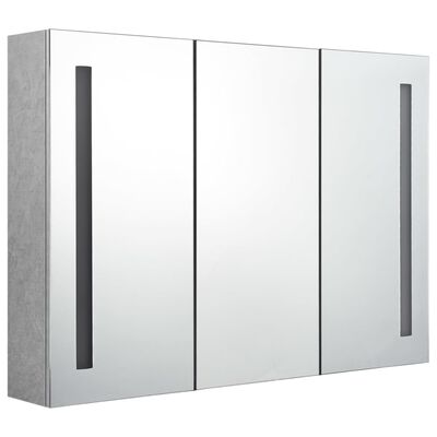 vidaXL Armário espelhado casa de banho LED 89x14x62cm cinzento cimento
