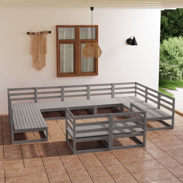 vidaXL 11 pcs conjunto lounge de jardim pinho maci&ccedil;o