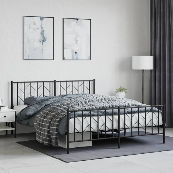 vidaXL Estrutura de cama sem colch&atilde;o com p&eacute;s 160x200 cm preto