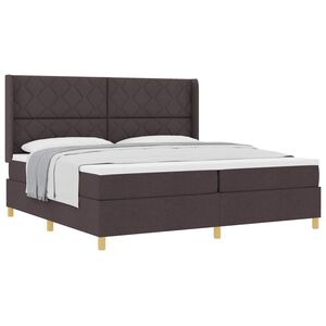 vidaXL Cama Box com cabeceira Marrom Escuro 200 x 200 cm tecido