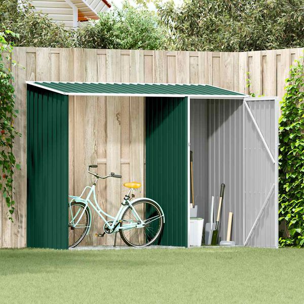 vidaXL Abrigo de lenha para jardim 245x98x159 cm a&ccedil;o galvanizado verde