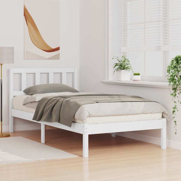 vidaXL Estrutura da Cama Branco 75 x 190 cm Madeira de Pinheiro Sólida
