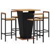 vidaXL 5 pcs conjunto de bar p/ jardim vime PE/ac&aacute;cia maci&ccedil;a preto