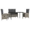 vidaXL 4 pcs conjunto de jantar p/ jardim c/ almofad&otilde;es vime PE cinza