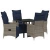 vidaXL Conjunto de Mesa e Cadeiras 5 pcs Cinzeto Rattan de PE