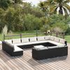 vidaXL 14 pcs conjunto lounge de jardim c/ almofad&otilde;es vime PE preto