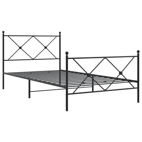 vidaXL Estrutura de cama com cabeceira e p&eacute;s 107x203 cm metal preto